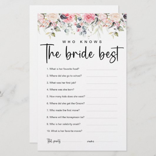 赤面フローラ |新婦ゲームを知っている最高の人 (正面/裏面)