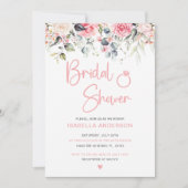 赤面フローラ |水彩リングや輪ブライダルシャワー 招待状 (正面)