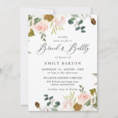 赤面フローラ&金ゴールドブライダルシャワーブランチ&バブリー 招待状 (正面)