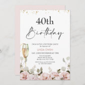 赤面フローラAny Age誕生日 招待状 (正面/裏面)