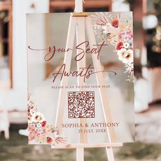 赤面フローラQRコードあなたの座席が待っているアクリルサイン アクリルサイン