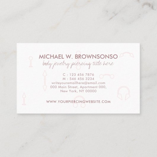 赤面ブラウンジュエリーアポイントメント体ピアシング 名刺 (裏面)