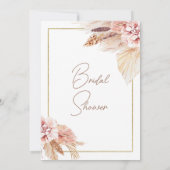 赤面ブラウンボホフローラティーパーティーブライダルシャワー 招待状 (裏面)