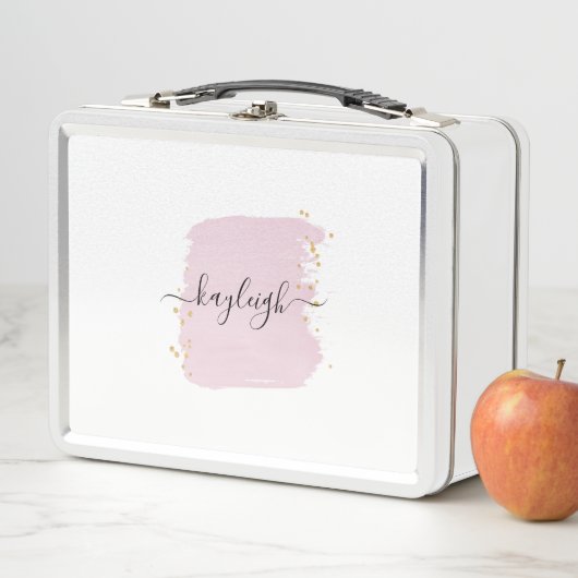 赤面ブラシストローク金ゴールドドットメタルボックス メタルランチボックス (インサイチュ)