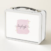 赤面ブラシストローク金ゴールドドットメタルボックス メタルランチボックス (裏面)