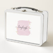 赤面ブラシストローク金ゴールドドットメタルボックス メタルランチボックス (正面)