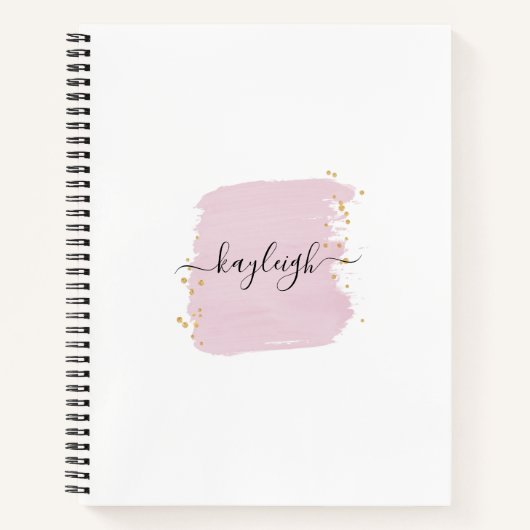 赤面ブラシストローク金ゴールドドット ノートブック (正面)