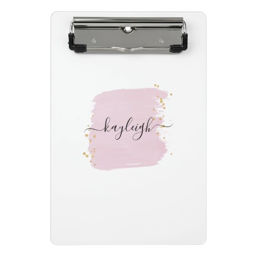 赤面ブラシストローク金ゴールドドット ミニクリップボード (正面)