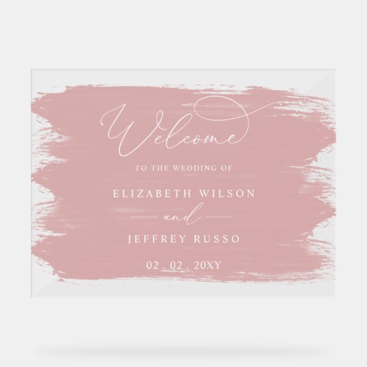 赤面ブラシストロ結婚ークのウェルカムサイン アクリルサイン (正面)