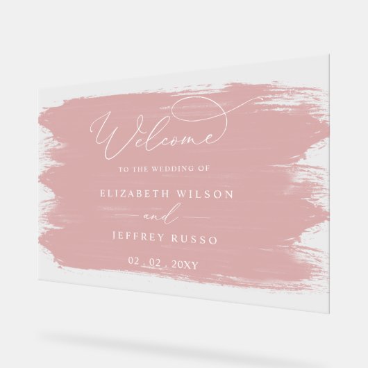 赤面ブラシストロ結婚ークのウェルカムサイン アクリルサイン (傾斜)