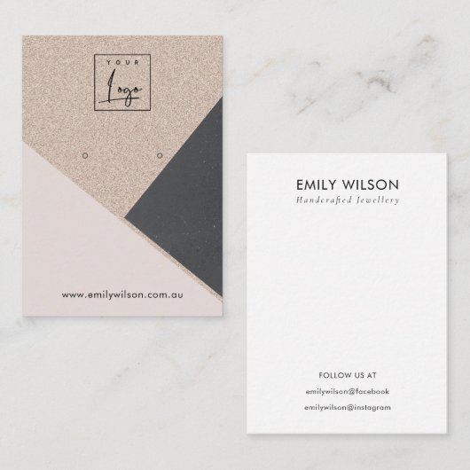 赤面ブラックグリッターセラミックイヤリングディスプレイロゴ 名刺 (正面/裏面)