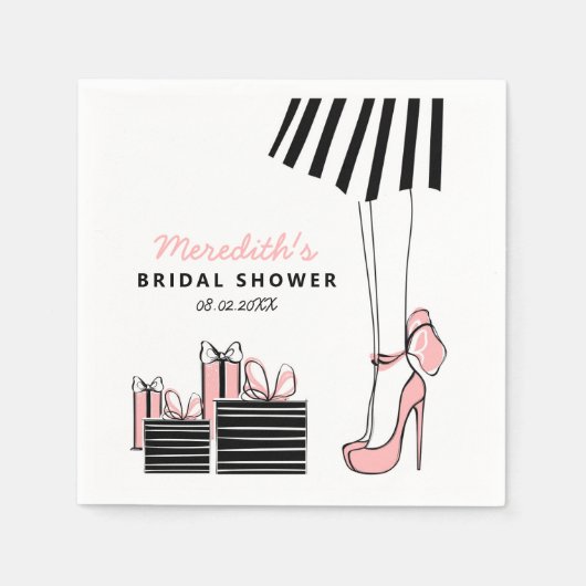 赤面ブラックシックブライダルシャワー スタンダードカクテルナプキン (正面)