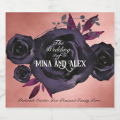 赤面ブラックバラモダンゴシック水彩 スパークリングワインラベル (シングルラベル)