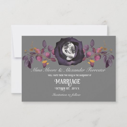 赤面ブラックバラ救写真Our Date 招待状 (裏面)