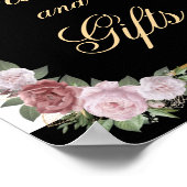 赤面ブラックフローラウェディングカードとギフトサイン ポスター (角)