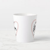 赤面ブラック手書きモダンのシンプルハート カフェラテマグ (正面)