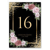 赤面ブラック金ゴールドグリッター結婚フローラ テーブルナンバー (正面)