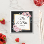 赤面ブラック金ゴールドフローラミスター結婚ズ スタンダードカクテルナプキン (インサイチュ)