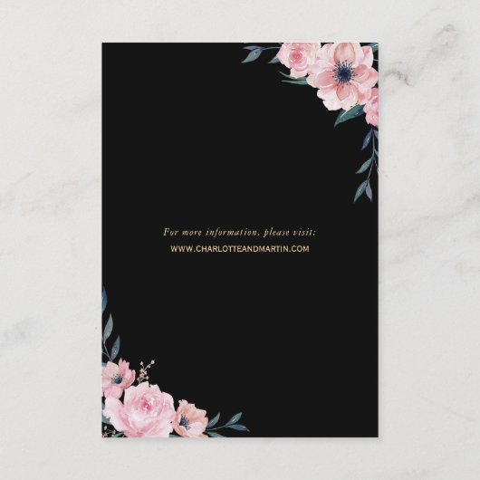 赤面ブラック金ゴールド結婚フローラ エンクロージャーカード (裏面)