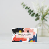 赤面ブラック&ネイビー – 抽象芸術水彩 名刺 (スタンド正面)