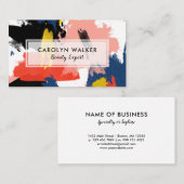 赤面ブラック&ネイビー – 抽象芸術水彩 名刺 (正面/裏面)