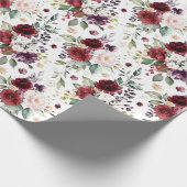 赤面ブルガンディボホフローラグリーンリー素朴 ラッピングペーパー (角)