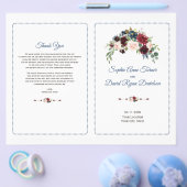 赤面ブルガンディマルサラフローラ結婚式 プログラム チラシ (シングル)