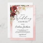 赤面ブルグンディフローラボホウェディングシャワー招待状 招待状 (正面/裏面)
