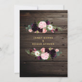 赤面ブルグンディ素朴金ゴールド書結婚の 招待状 (裏面)