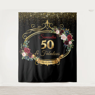 赤面ブルゴーニュと海軍のフローラ誕生日背景 タペストリー