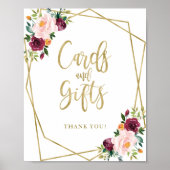 赤面ブルゴーニュのフローラカードとギフトサイン ポスター (正面)