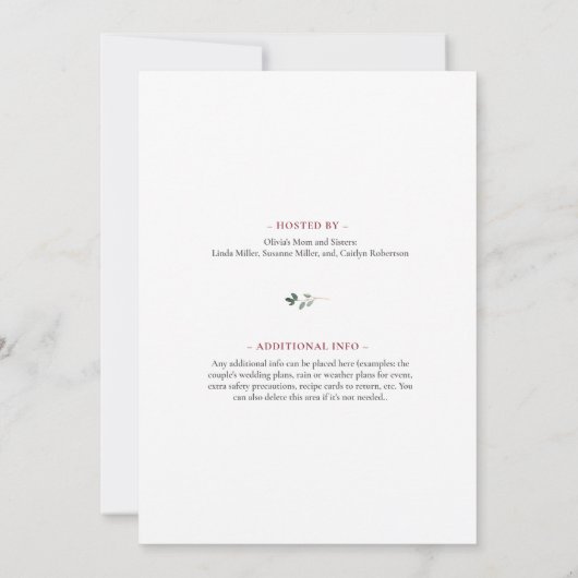 赤面ブルゴーニュアンドネイビードライブバイブライダルシャワー 招待状 (裏面)