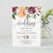 赤面ブルゴーニュオレンジフローラウェディングシャワー招待状 招待状 (スタンド正面)