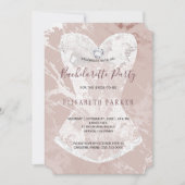 赤面ブルゴーニュグリッター大理石バチェロレッテ 招待状 (正面)