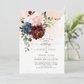 赤面ブルゴーニュネービーウォーターカラーバラ 招待状 (スタンド正面)