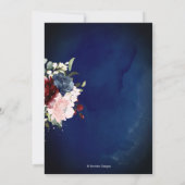 赤面ブルゴーニュネービーウォーターカラーバラ 招待状 (裏面)