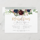 赤面ブルゴーニュネービーリハーサルディナー招待状 招待状 (正面/裏面)