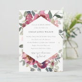 赤面ブルゴーニュバラフローラブライダルシャワー招待状 サンキューカード (スタンド正面)