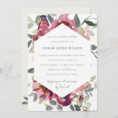 赤面ブルゴーニュバラフローラブライダルシャワー招待状 サンキューカード (正面/裏面)