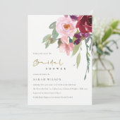 赤面ブルゴーニュピーチフローラブライダルシャワー招待状 サンキューカード (スタンド正面)