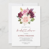 赤面ブルゴーニュフラワーズブライダルシャワー招待 招待状 (正面)