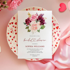 赤面ブルゴーニュフラワーズブライダルシャワー招待 招待状