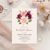 赤面ブルゴーニュフラワーズブライダルシャワー招待 招待状