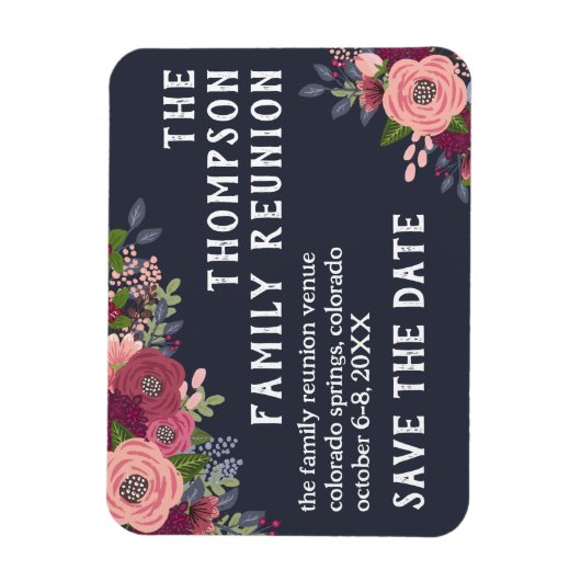 赤面ブルゴーニュフラワーファミリー懇親会保存日付 マグネット (縦)