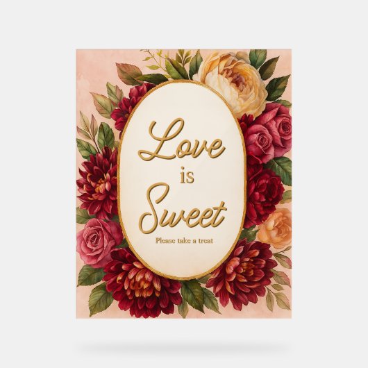 赤面ブルゴーニュフローラウォーター結婚カラー アクリルサイン (正面)