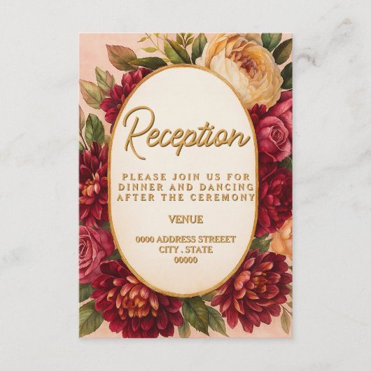 赤面ブルゴーニュフローラウォーター結婚カラー エンクロージャーカード (正面)