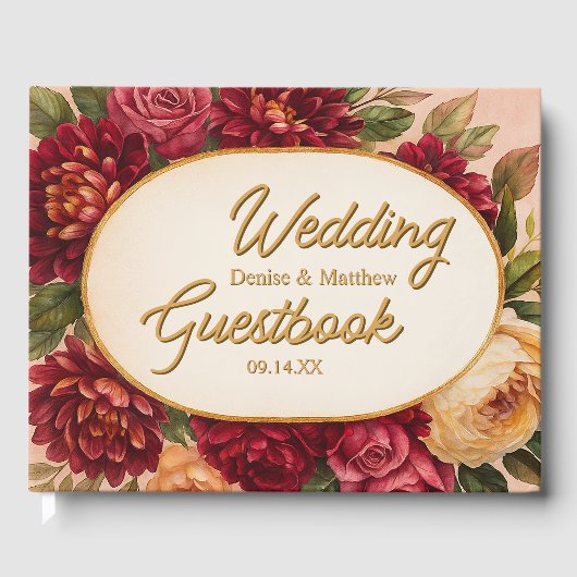 赤面ブルゴーニュフローラウォーター結婚カラー ゲストブック (正面)