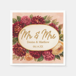 赤面ブルゴーニュフローラウォーター結婚カラー スタンダードカクテルナプキン