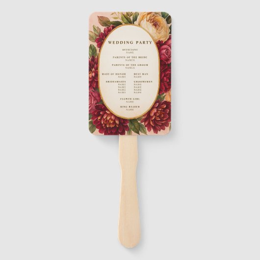 赤面ブルゴーニュフローラウォーター結婚カラー ハンドファン (裏面)