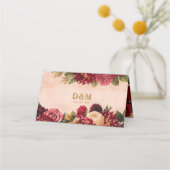 赤面ブルゴーニュフローラウォーター結婚カラー プレイスカード (裏面)